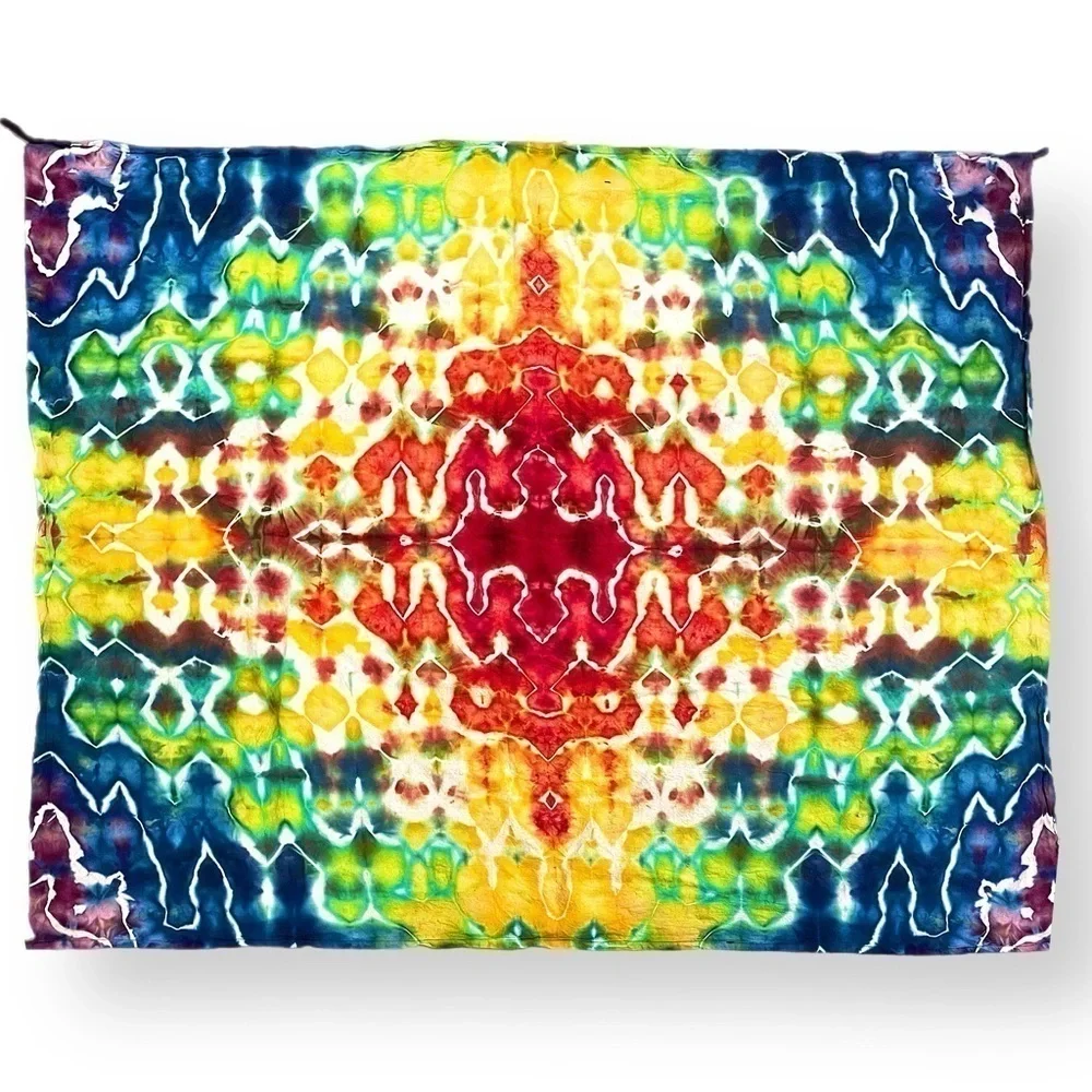 Hand tie dyed giant wall hanging tapestry in a 51x46